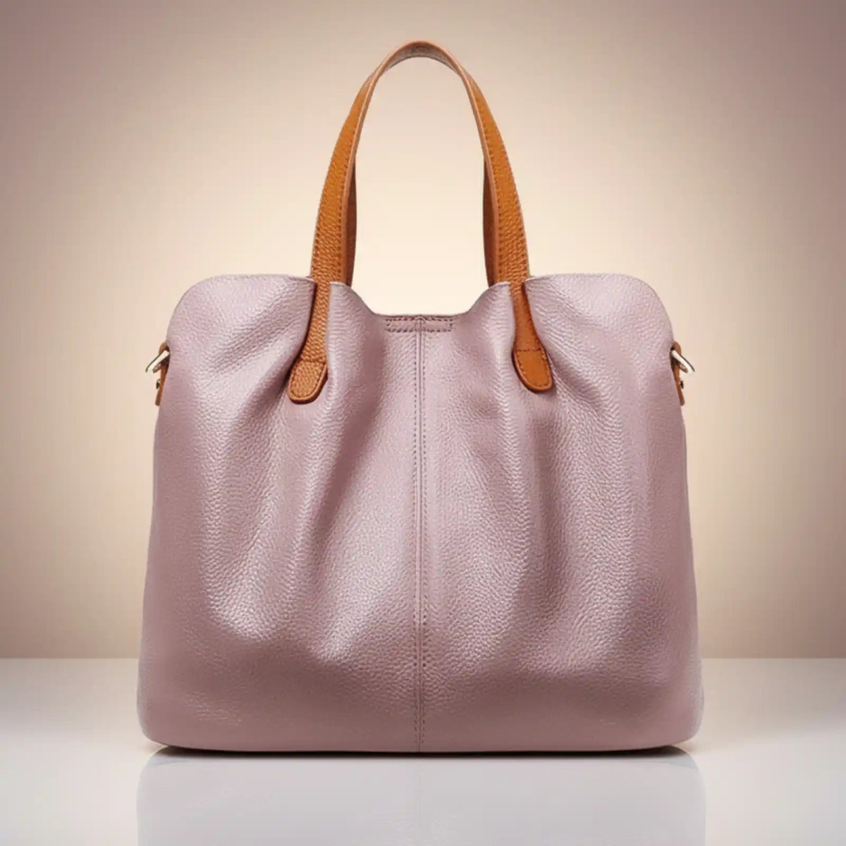 Genuine Leather Ruched Work Tote Bag for Women in Pink – product image 9