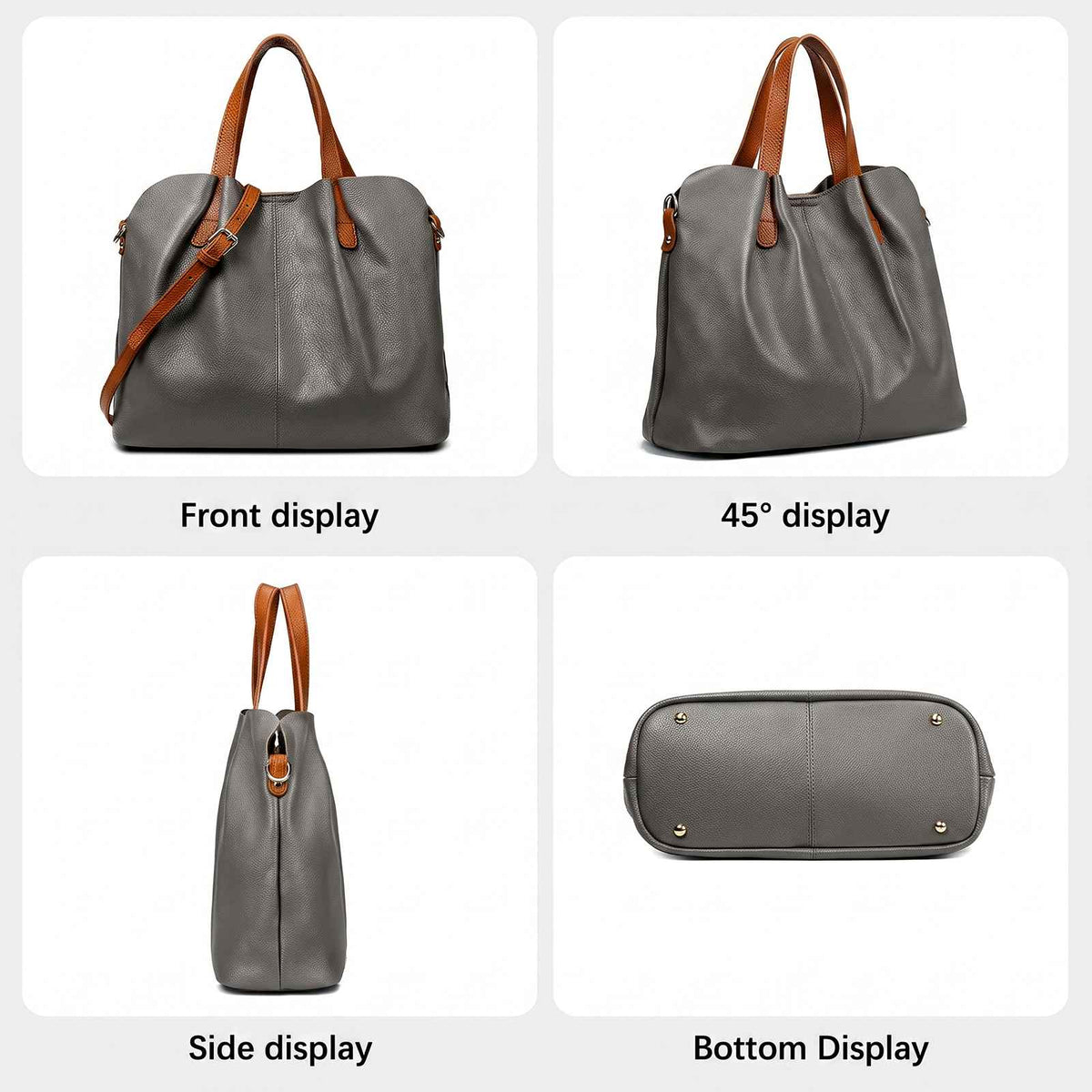 Genuine Leather Ruched Work Tote Bag for Women – product image 11