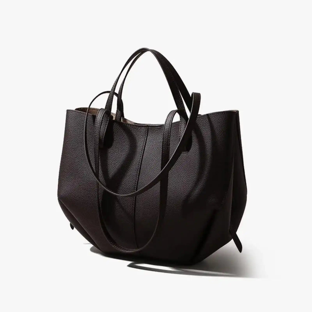 Genuine Leather Shoulder Tote for Work & Travel in Coffee / 33x27x13cm – product image 5