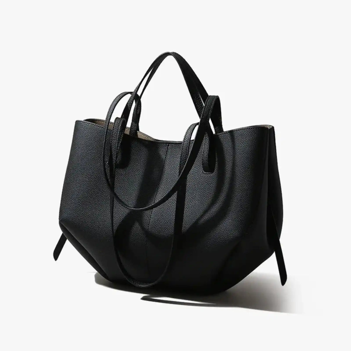 Genuine Leather Shoulder Tote for Work & Travel in Black / 33x27x13cm – product image 7