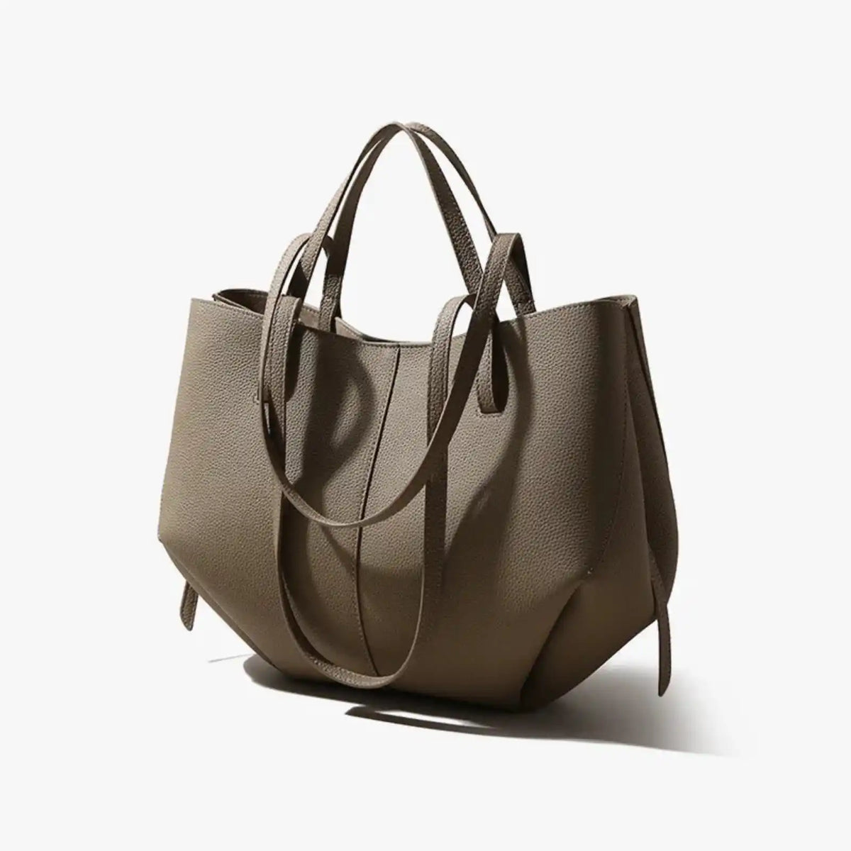 Genuine Leather Shoulder Tote for Work & Travel in Khaki / 33x27x13cm – product image 8