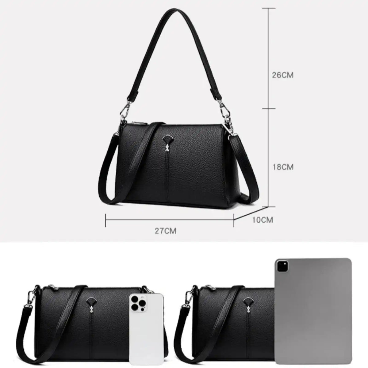 Genuine Leather Three-Layer Crossbody Shoulder Bag Smash Price Shop Crossbody Shoulder Bag