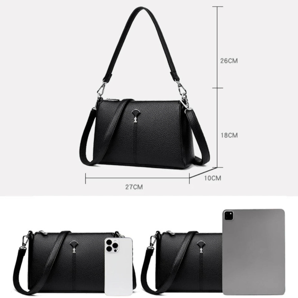 Genuine Leather Three-Layer Crossbody Shoulder Bag Smash Price Shop Crossbody Shoulder Bag