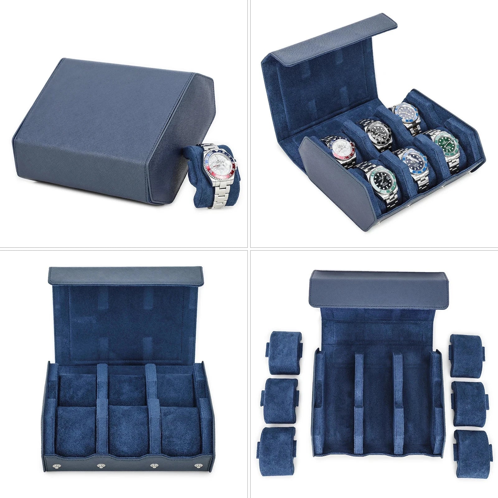 Genuine Leather Watch Roll Case – 6/8 Slot Travel Box