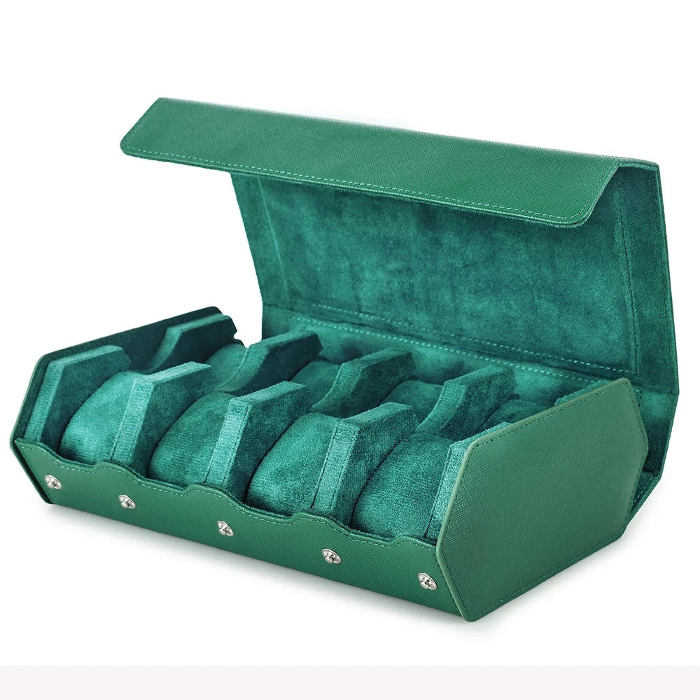 Genuine Leather Watch Roll Case – 6/8 Slot Travel Box