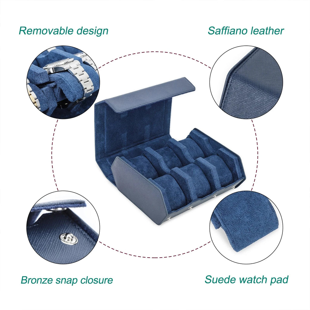 Genuine Leather Watch Roll Case – 6/8 Slot Travel Box