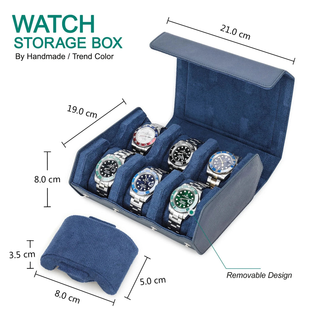 Genuine Leather Watch Roll Case – 6/8 Slot Travel Box