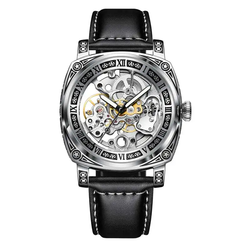 GLENAW Skeleton Men’s Watch – Auto, Steel, Waterproof