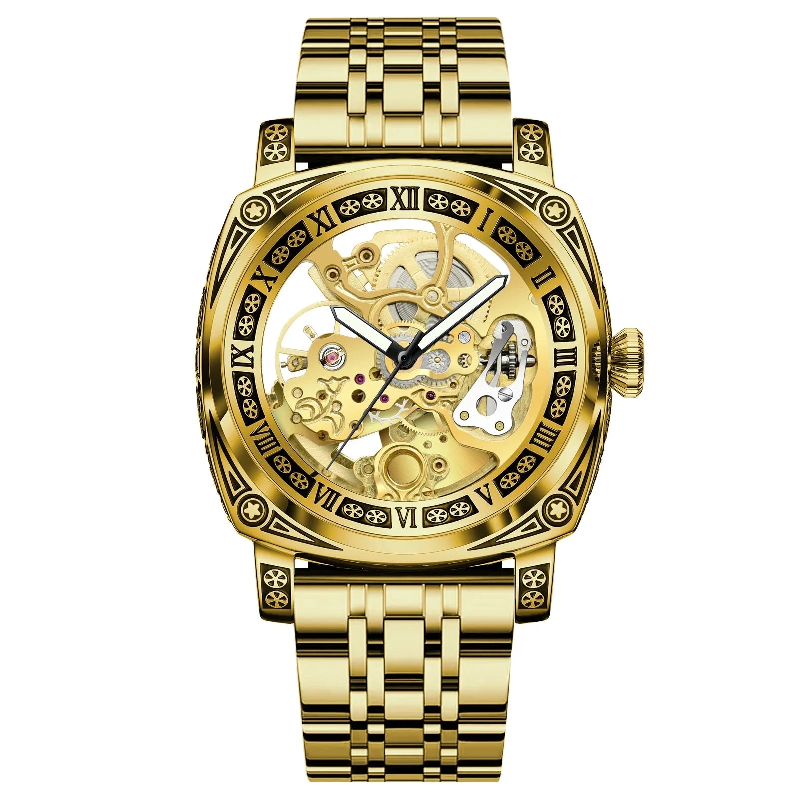 GLENAW Skeleton Men’s Watch – Auto, Steel, Waterproof