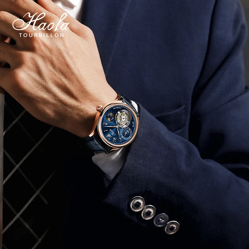 Haofa 1038 Tourbillon GMT Watch – Manual, Moon Phase, Sapphire
