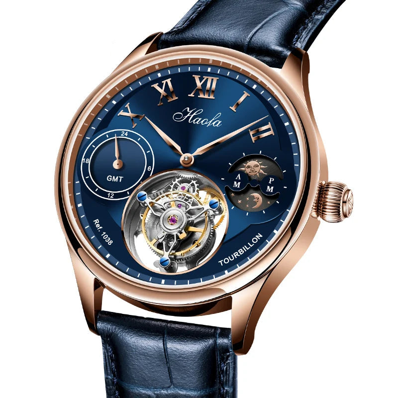 Haofa 1038 Tourbillon GMT Watch – Manual, Moon Phase, Sapphire