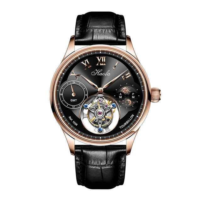 Haofa 1038 Tourbillon GMT Watch – Manual, Moon Phase, Sapphire Smash Price Shop Men's Watch