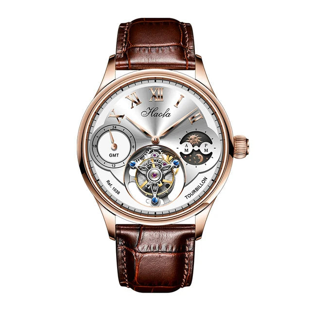 Haofa 1038 Tourbillon GMT Watch – Manual, Moon Phase, Sapphire