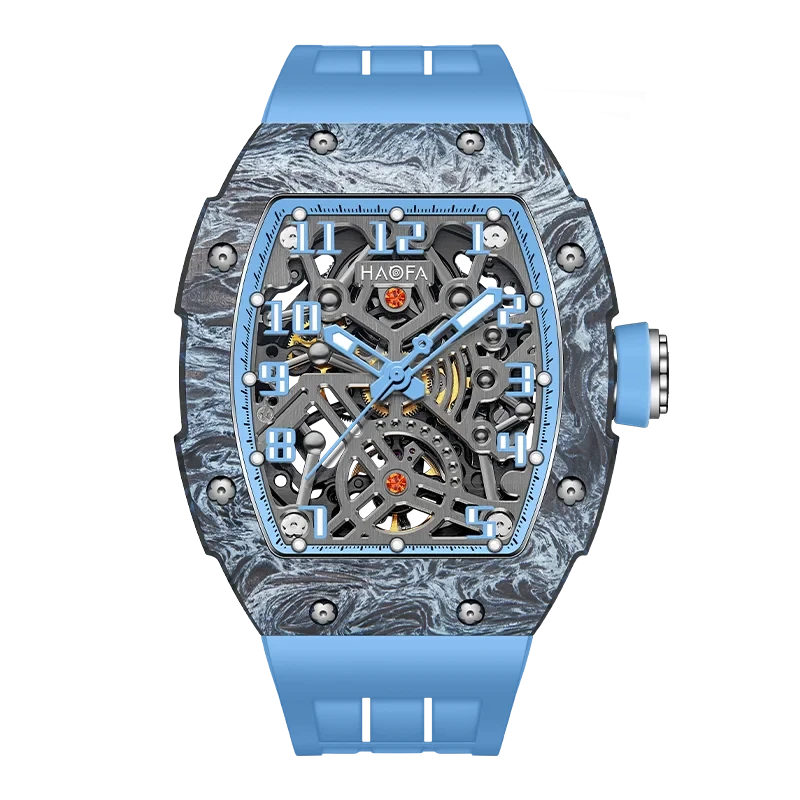 Haofa 1923 Carbon Fiber Skeleton Watch – 80h Power, Sapphire