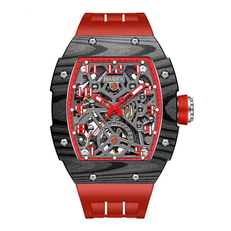 Haofa 1923 Carbon Fiber Skeleton Watch – 80h Power, Sapphire