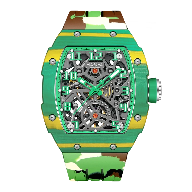Haofa 1923 Carbon Fiber Skeleton Watch – 80h Power, Sapphire