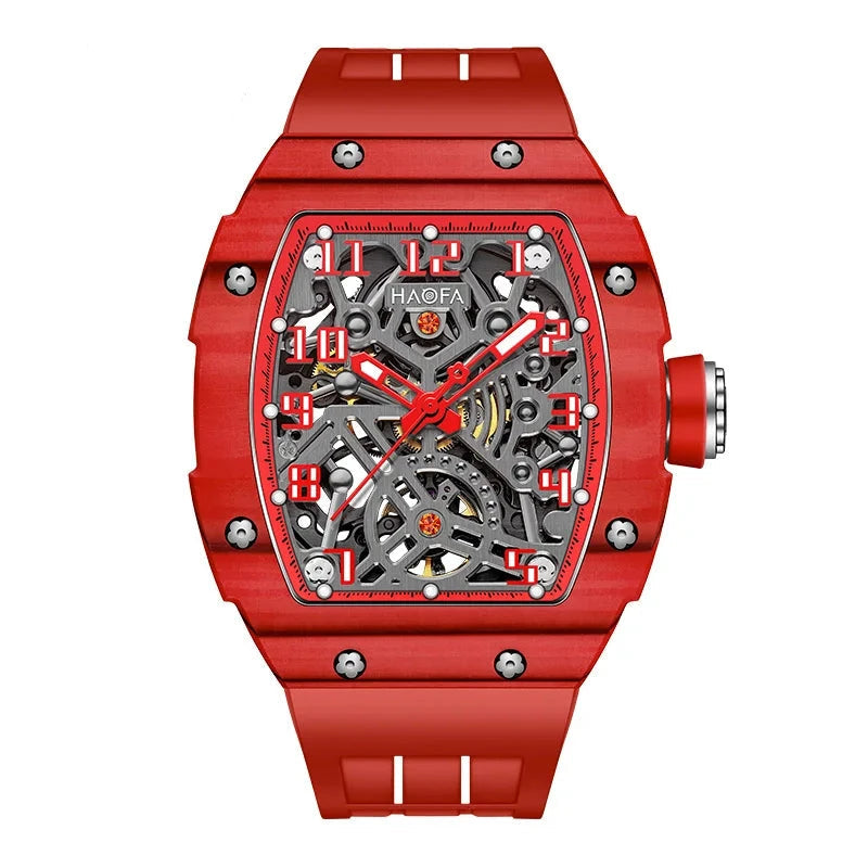 Haofa 1923 Carbon Fiber Skeleton Watch – 80h Power, Sapphire