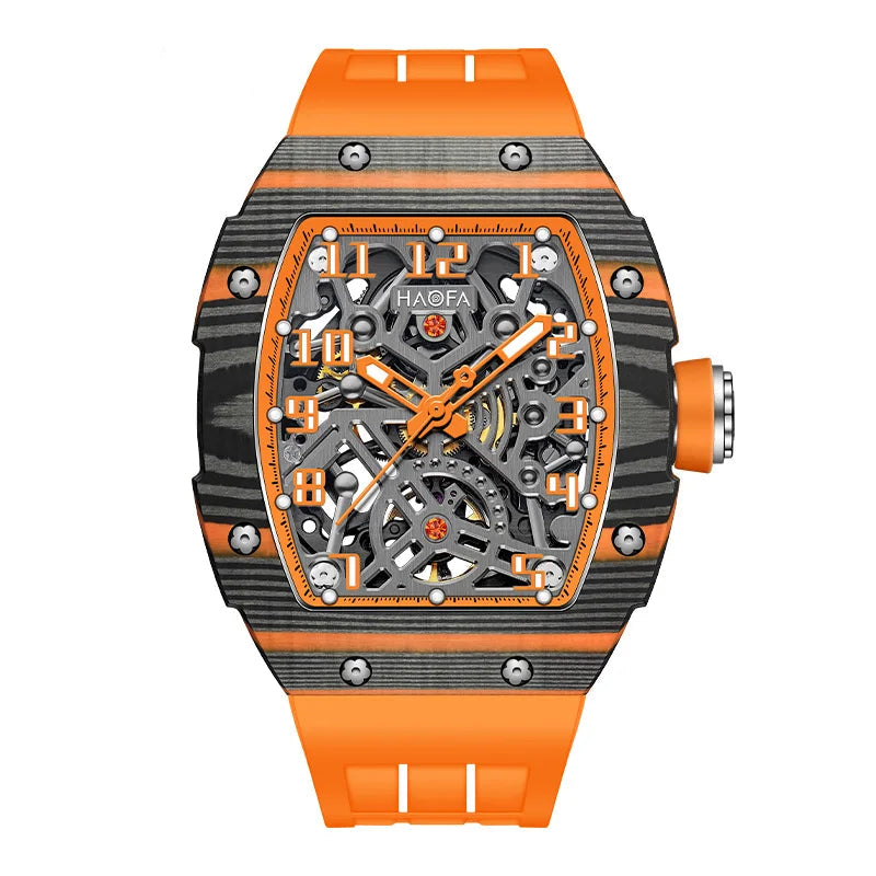 Haofa 1923 Carbon Fiber Skeleton Watch – 80h Power, Sapphire