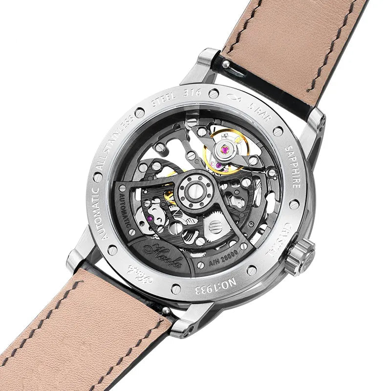 Haofa 1933 Skeleton Watch – 80h Power, Ceramic Scale, Luminous Dial