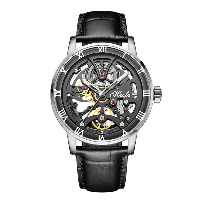 Haofa 1933 Skeleton Watch – 80h Power, Ceramic Scale, Luminous Dial