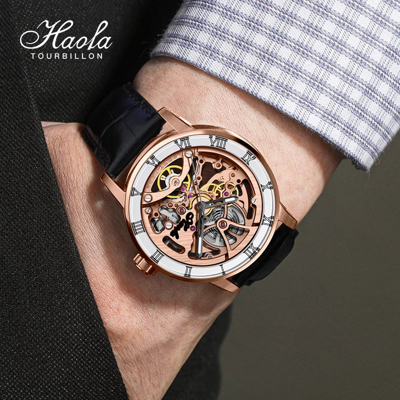 Haofa 1933 Skeleton Watch – 80h Power, Ceramic Scale, Luminous Dial