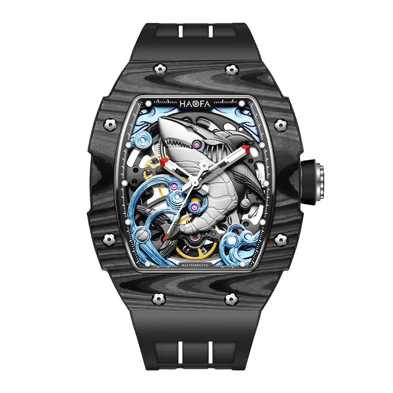 Haofa 1990 3D Shark Watch – Carbon, Luminous, 80h Power
