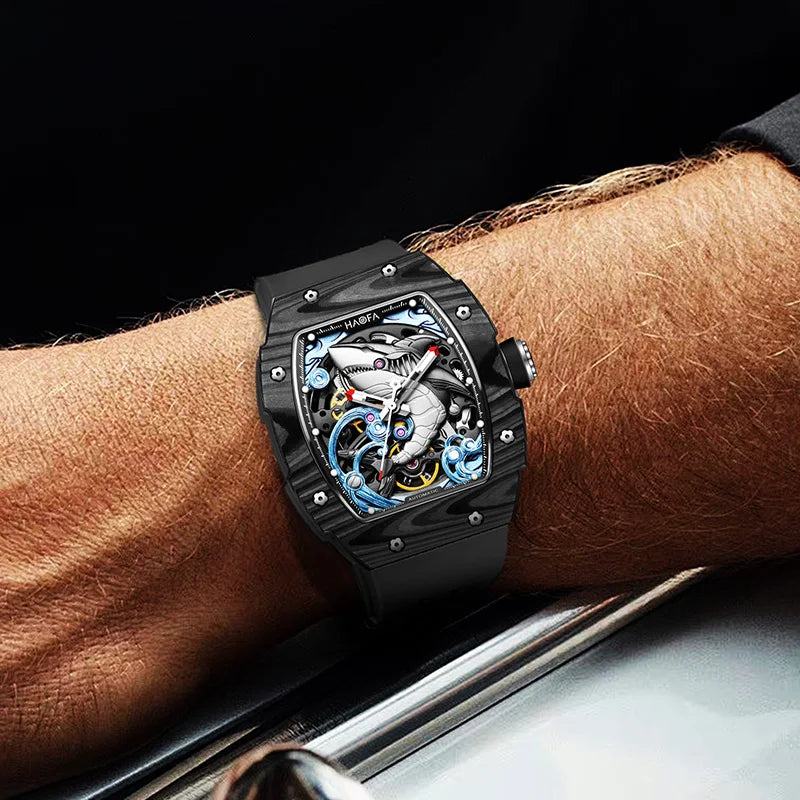Haofa 1990 3D Shark Watch – Carbon, Luminous, 80h Power