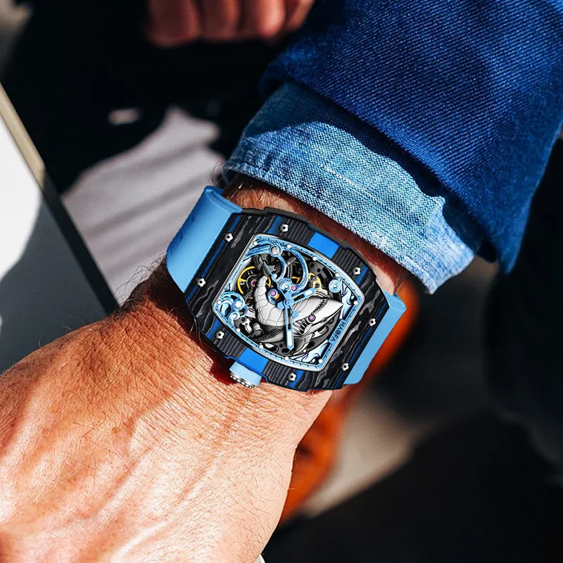 Haofa 1990 3D Shark Watch – Carbon, Luminous, 80h Power