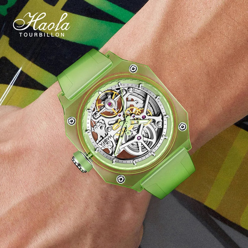 Haofa 2208 Skeleton Watch – Transparent Automatic, 72h Power Smash Price Shop Men's Watch