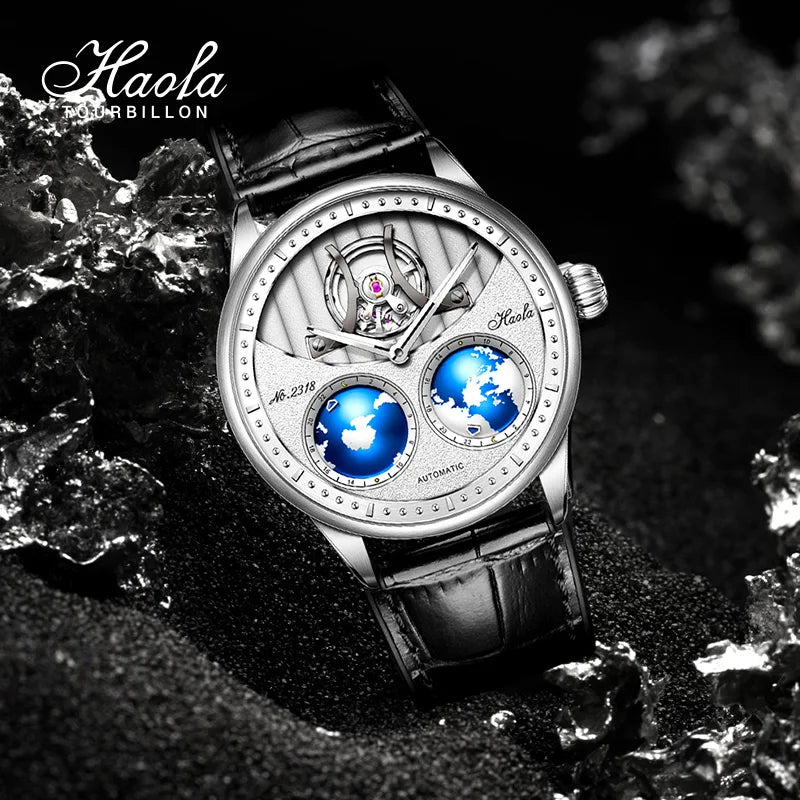 Haofa 2318 Automatic Men’s Mechanical Watch – World Globe Dial Stainless Steel Smash Price Shop Men's Watch