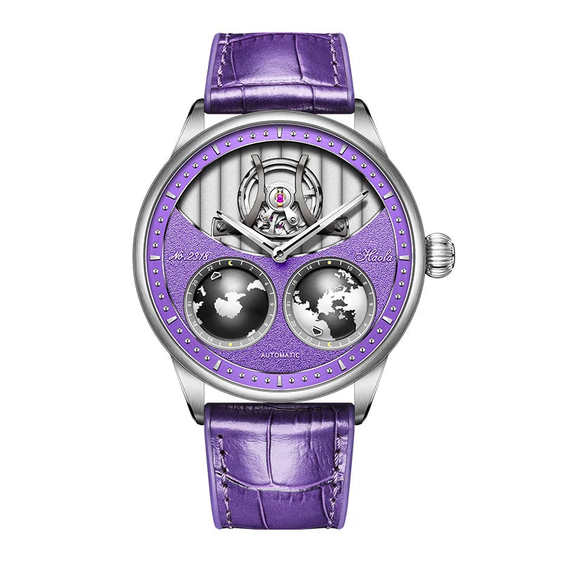 Haofa 2318 Automatic Men’s Mechanical Watch – World Globe Dial Stainless Steel