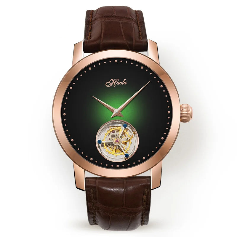 Haofa D1027 Green Skeleton Tourbillon Watch – ST8230 Manual Wind