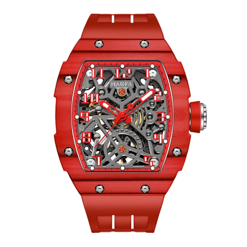 Haofa Men’s Automatic Skeleton Watch – Luminous Carbon Fiber