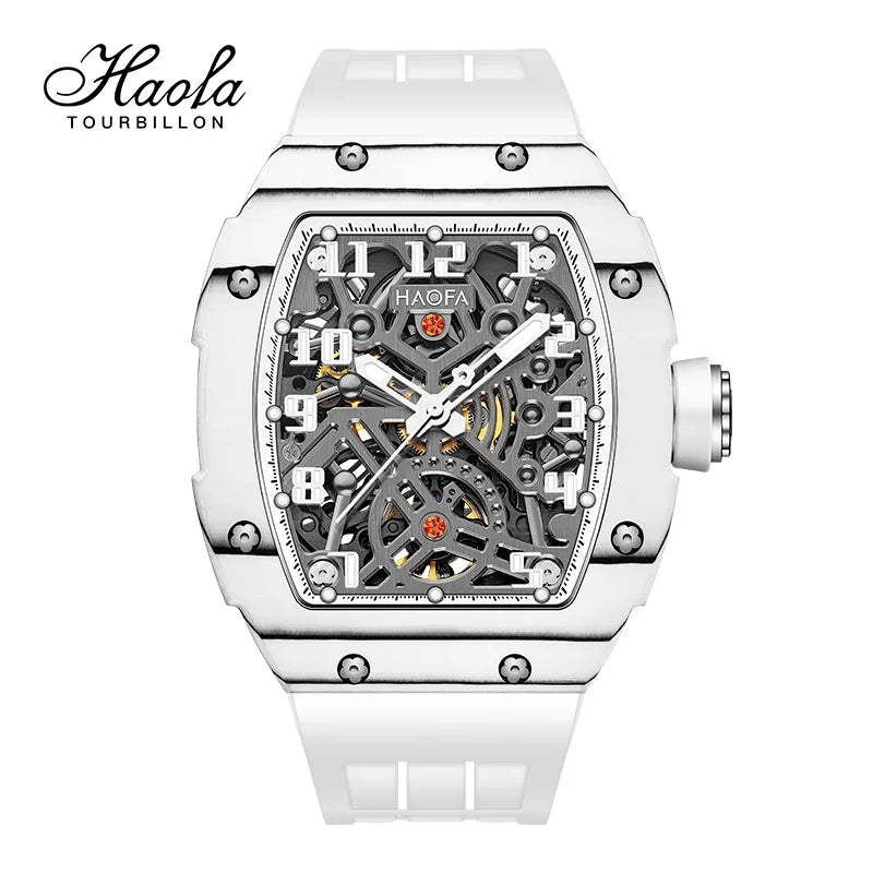 Haofa Men’s Automatic Skeleton Watch – Luminous Carbon Fiber