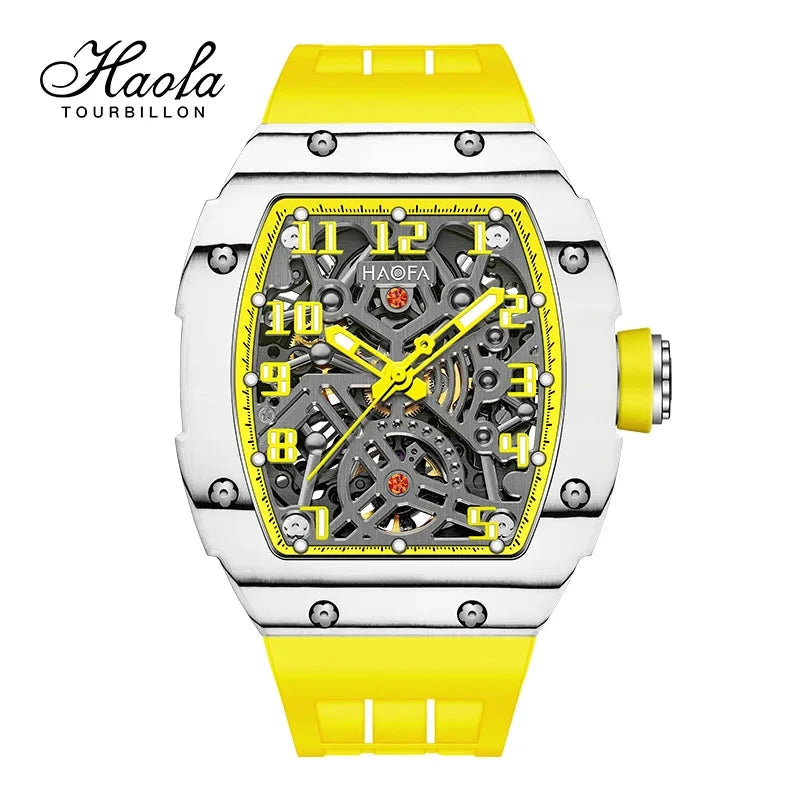 Haofa Men’s Automatic Skeleton Watch – Luminous Carbon Fiber