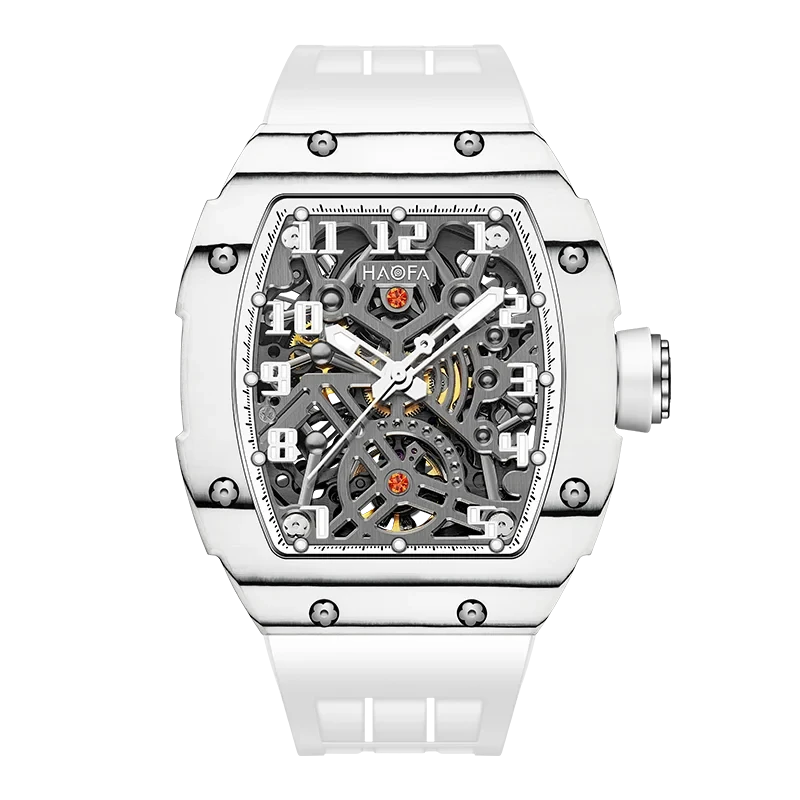 Haofa Men’s Automatic Skeleton Watch – Luminous Carbon Fiber