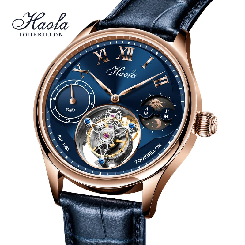 Haofa Men's GMT Tourbillon Watch – Luxury Mechanical Design