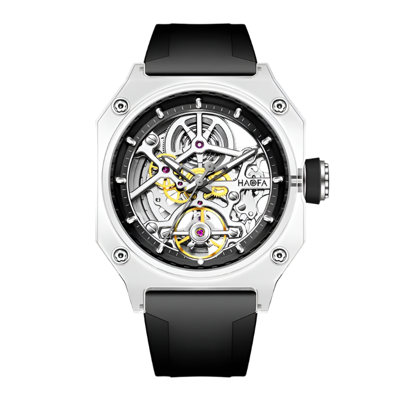 Haofa Men's Square Skeleton Watch – Luxury Automatic Design