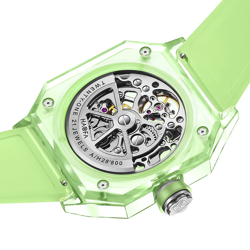 Haofa Men's Square Skeleton Watch – Luxury Automatic Design