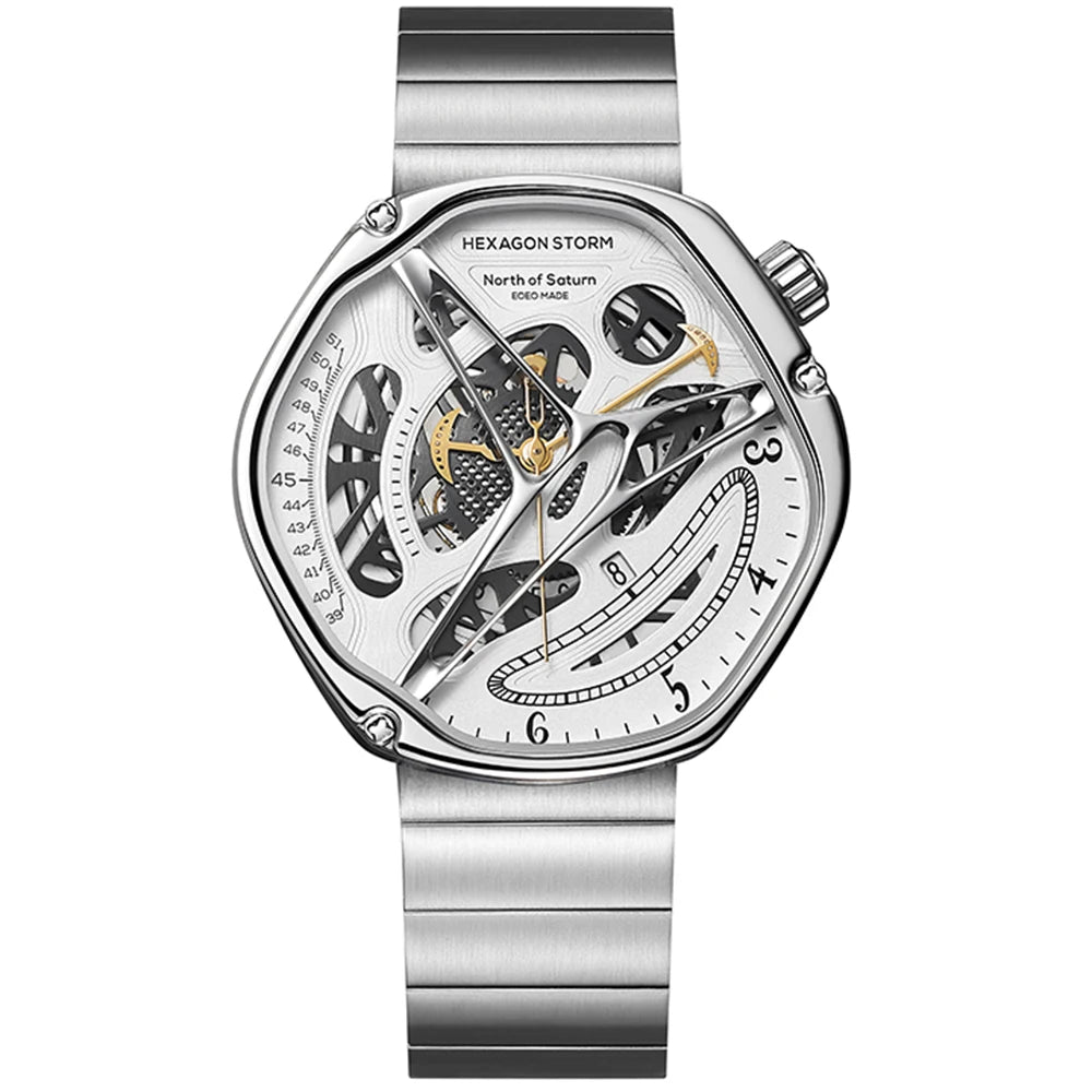 HEXAGON STORM Automatic Men's Watch – 5ATM, Steel & Leather Smash Price Shop Men's Watch