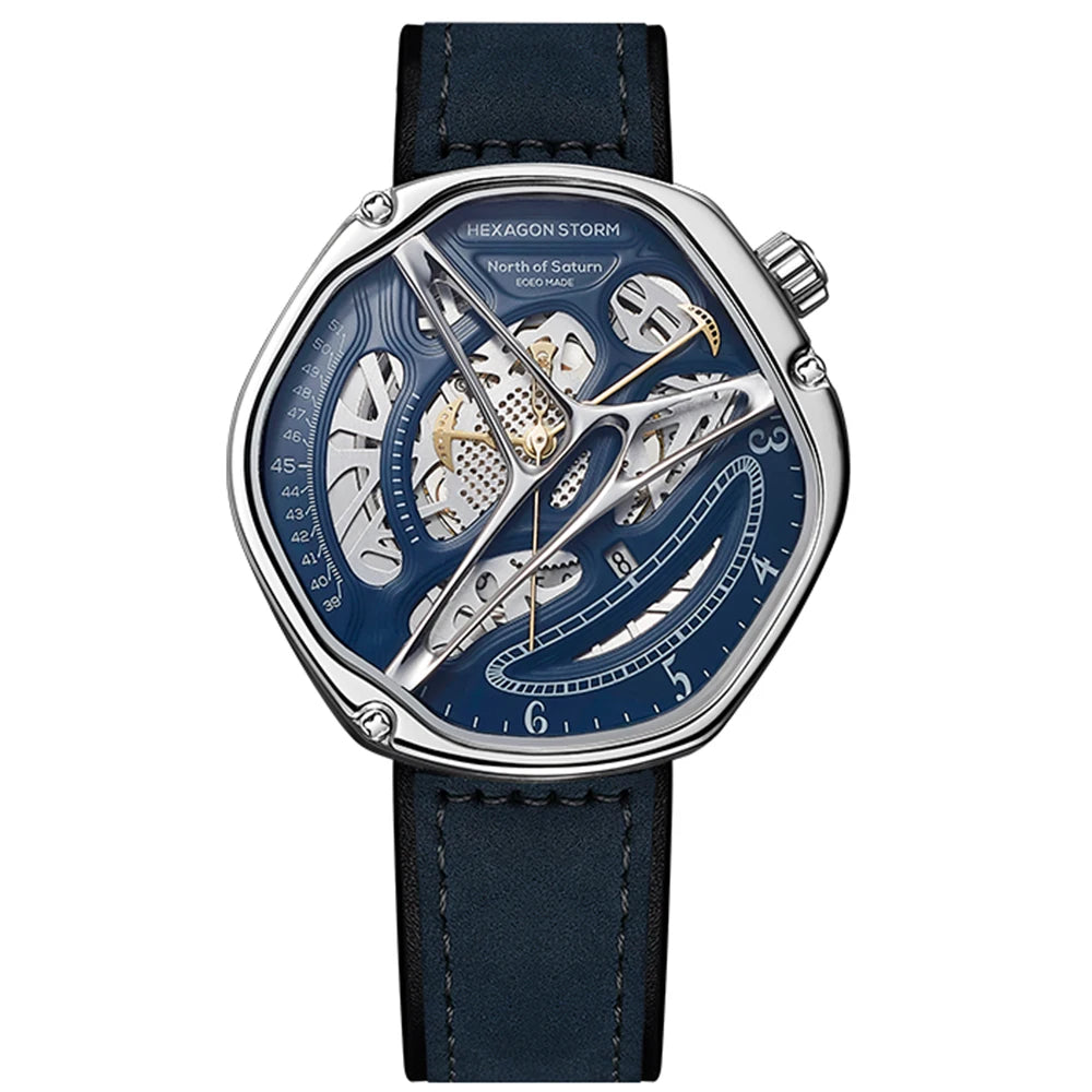 HEXAGON STORM Automatic Men's Watch – 5ATM, Steel & Leather Smash Price Shop Men's Watch