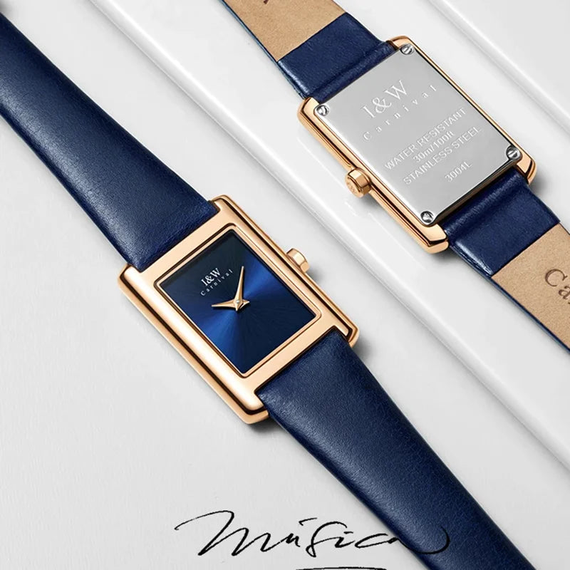 I&W Ultra-Thin Women’s Watch – Sapphire Leather Swiss Style