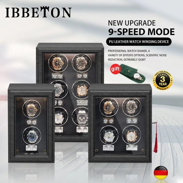 IBBETON Luxury Automatic Watch Winder – PU Leather Storage Box