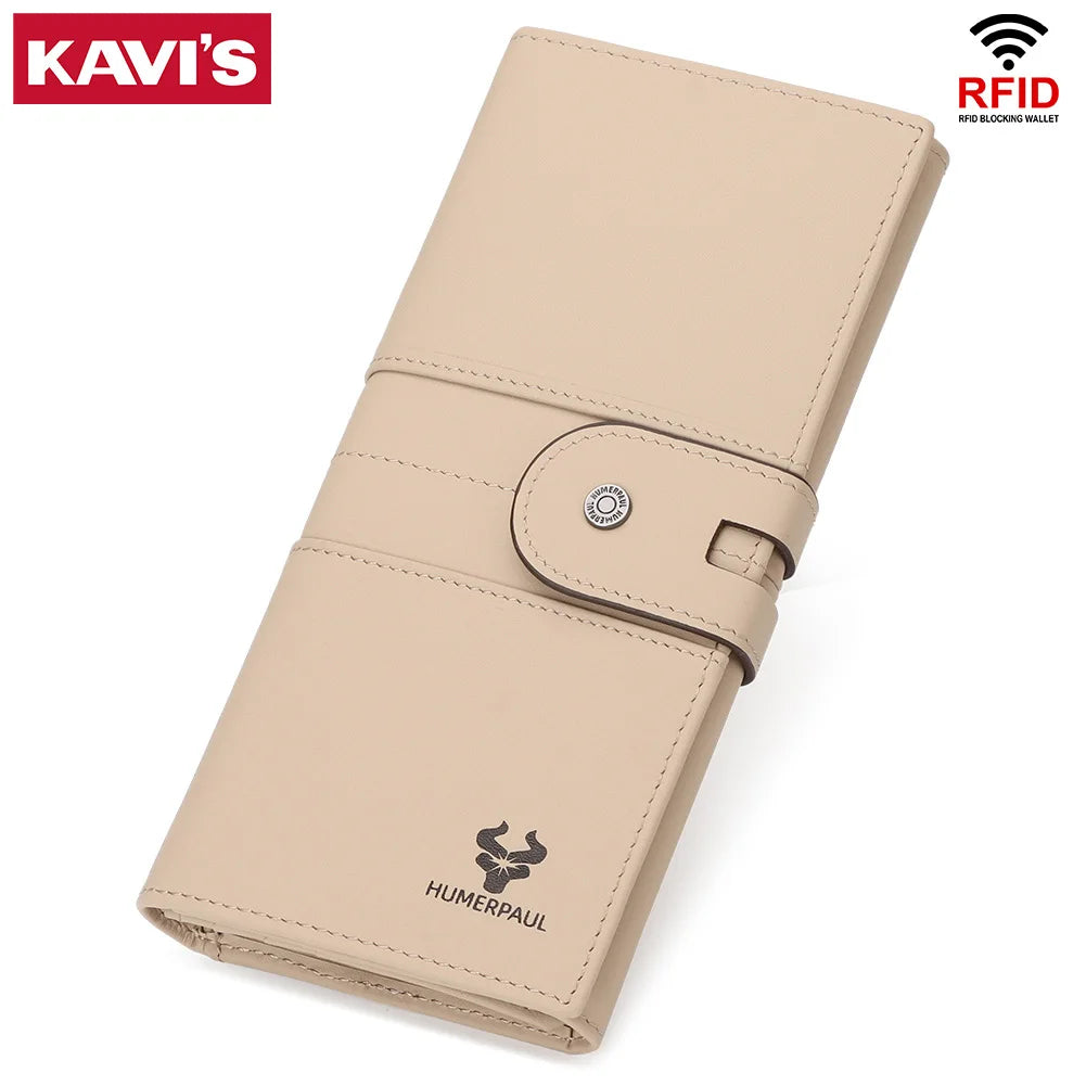 KAVI'S Genuine Leather Trifold Wallet with Phone Pocket – product image 2