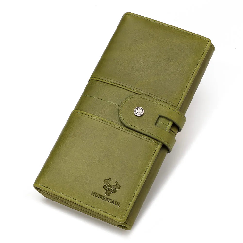 KAVI'S Genuine Leather Trifold Wallet with Phone Pocket in green – product image 7