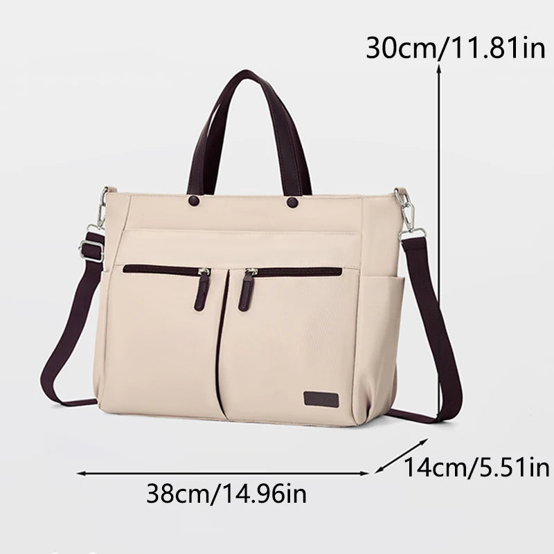 【 Laptop Bag 】 Nylon casual ladies' laptop bag, daily commuting briefcase, lightweight double main pocket single-shoulder bag Smash Price Shop