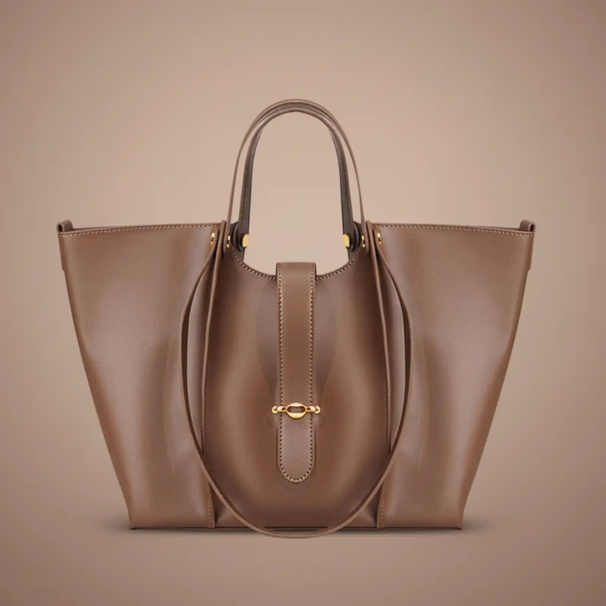 Large Genuine Leather Work Tote Bag for Women in Cholocate – product image 5