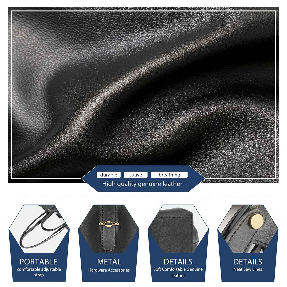 Large Genuine Leather Work Tote Bag for Women – product image 11