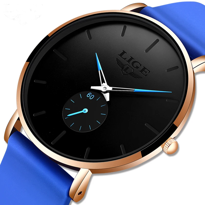 LIGE Rose Gold Women’s Watch – Luxury Quartz, Waterproof, Silicone Strap