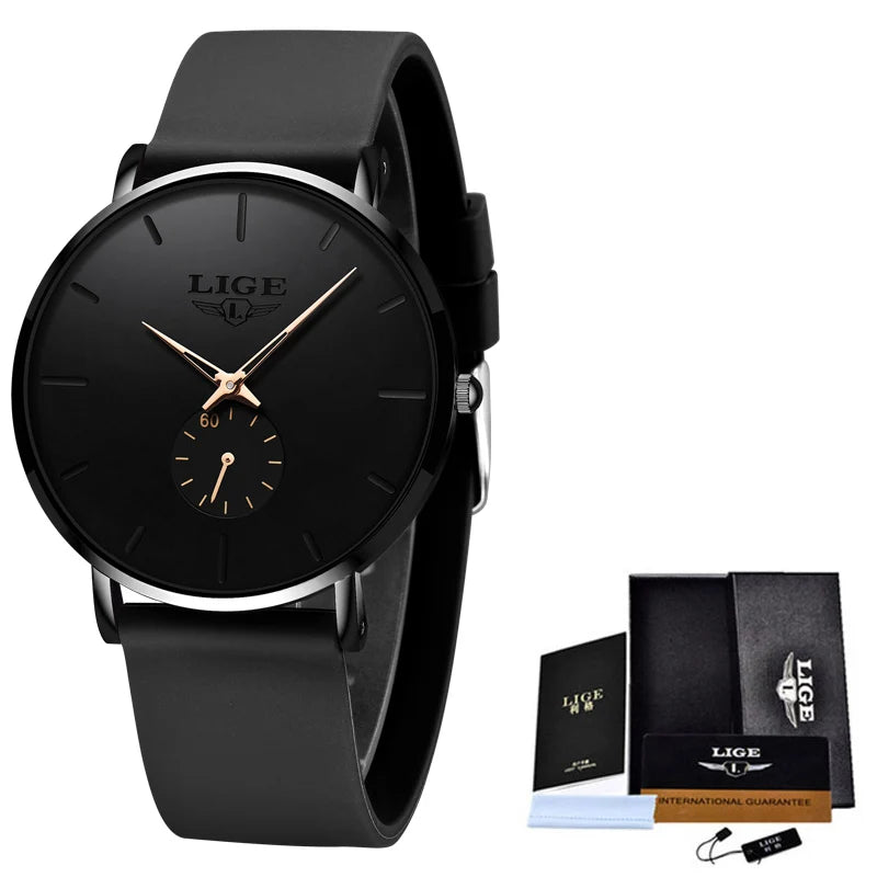 LIGE Rose Gold Women’s Watch – Luxury Quartz, Waterproof, Silicone Strap